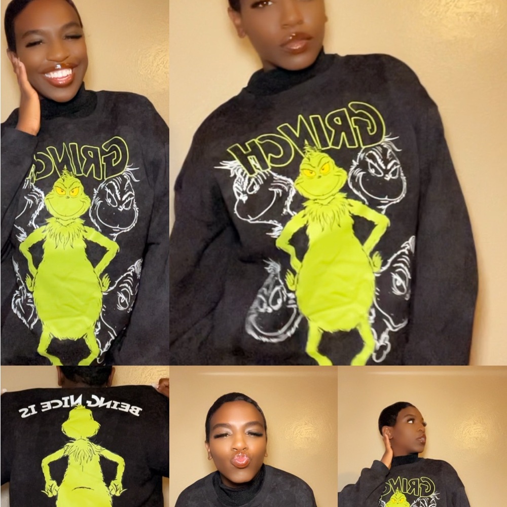Grinch Black and Green Reptile Sweater